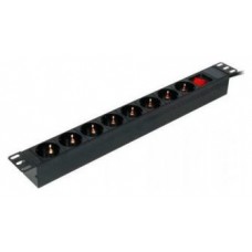 Phasak - Regleta de 8 tomas para rack 1U 16A negra 2m